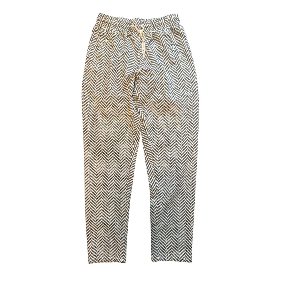 Nostalgia Black & White Herringbone Pull-On Pants